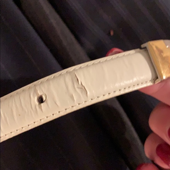 Cream leather belt gold/silver hardware size M - Picture 9 of 9